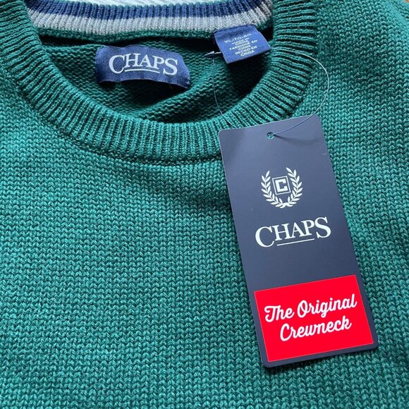 Mens Chaps Crewneck Pullover Sweater Grean XL u New With Tags - Picture 8 of 13